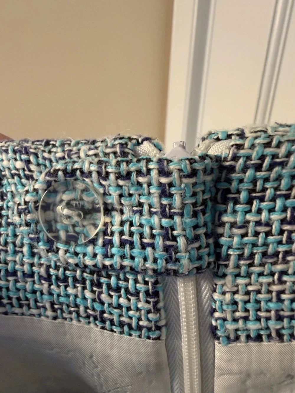 Grace Elements Tweed Pencil Skirt in Teal Blues Mix